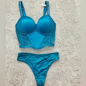 Victorias Secret Blue Lace Lingerie Set